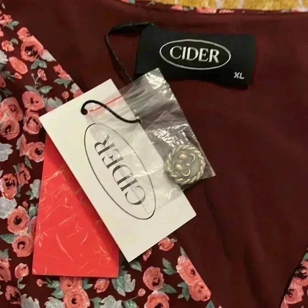 Cider 90s style retro floral, long sleeve wrap mini dress XL NWT - Picture 2 of 6